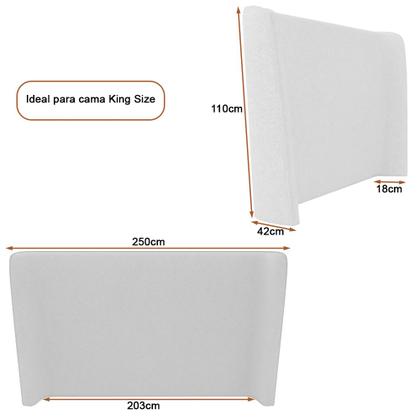 Imagem de Cama Japonesa com Cabeceira Corea Seo King Bouclé Off White - Sallar Home