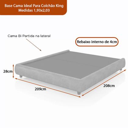 Imagem de Cama Japonesa com Cabeceira Corea Seo King Veludo Nobre Marrom Clarinho - Sallar Home