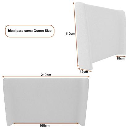 Imagem de Cama Japonesa com Cabeceira Corea Seo Queen Bouclé Off White - Sallar Home