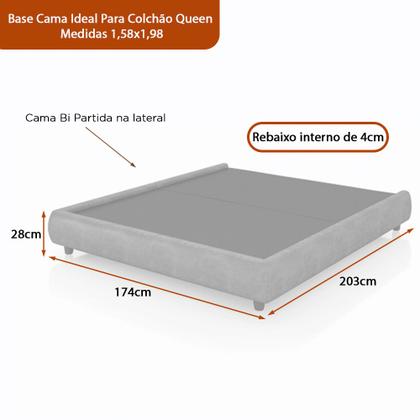Imagem de Cama Japonesa com Cabeceira Corea Seo Queen material sintético Off White - Sallar Home