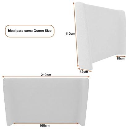 Imagem de Cama Japonesa com Cabeceira Corea Seo Queen material sintético Off White - Sallar Home