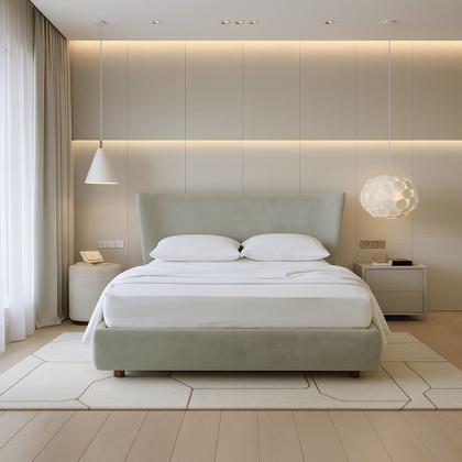 Imagem de Cama Japonesa com Cabeceira Corea Seo Queen Veludo Nobre Verde Clarinho - Sallar Home