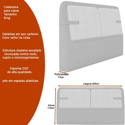 Imagem de Cama Japonesa com Cabeceira Seo Yun King material sintético Caramelo / Linho Off White - Sallar Home