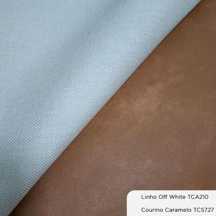 Imagem de Cama Japonesa com Cabeceira Seo Yun King material sintético Caramelo / Linho Off White - Sallar Home