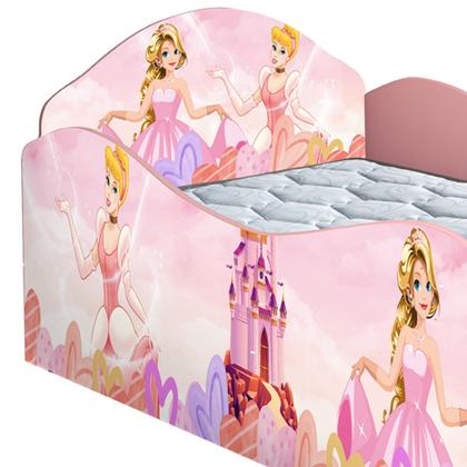 Imagem de Cama Juvenil 150x70 Infantil Montessoriana Com Colchão Grade Proteção  Quarto Personagem Lateral e Estrado Reforçado Menina Princesas