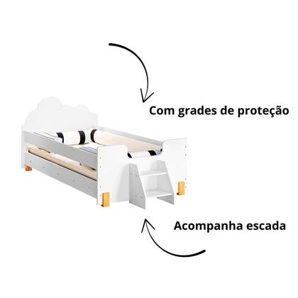 Imagem de Cama Juvenil Lorena Branca com Luminária Nuvem Led