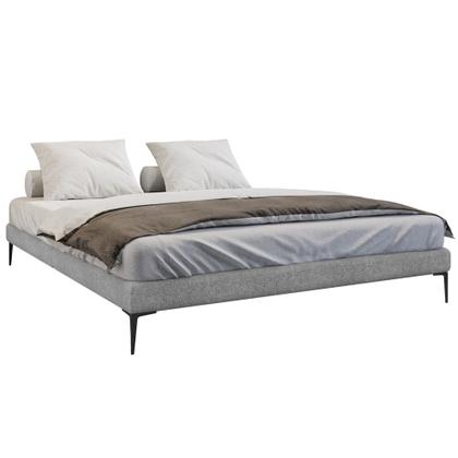 Imagem de Cama King Base Box 193cm Pés de Ferro Susano Boucle Cinza Z04 - Mpozenato