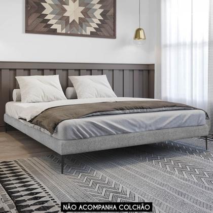 Imagem de Cama King Base Box 193cm Pés de Ferro Susano Boucle Cinza Z04 - Mpozenato
