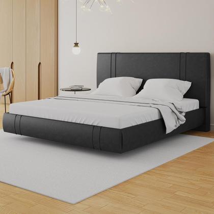 Imagem de Cama King Flutuante Com Cabeceira 195cm Astra W01 Facto Preto Lyam Decor