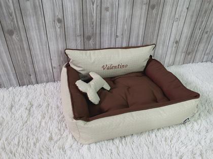 Imagem de Cama M Dourada e Bege Pet Colchão para Cachorro Caminha M Caes e Gatos Personalizada com Nomes