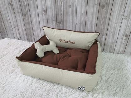 Imagem de Cama M Dourada e Bege Pet Colchão para Cachorro Caminha M Caes e Gatos Personalizada com Nomes