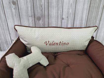 Imagem de Cama M Dourada e Bege Pet Colchão para Cachorro Caminha M Caes e Gatos Personalizada com Nomes