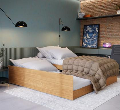 Imagem de Cama Matrix 3 Em 1 Quarto Solteiro Com Auxiliar E Casal Premium Elegante Resistente Reforçada Luxo Moderna