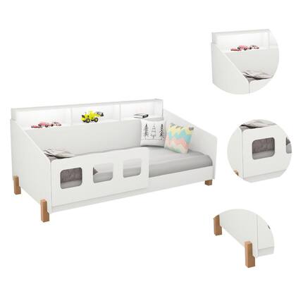 Imagem de Cama Mavi Juvenil com Nichos Branca com Luminária Nuvem