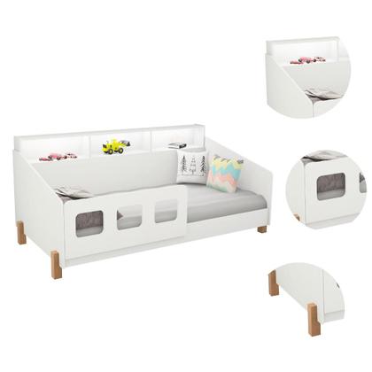 Imagem de Cama Mavi Juvenil com Nichos Branca + Luminária Nuvem