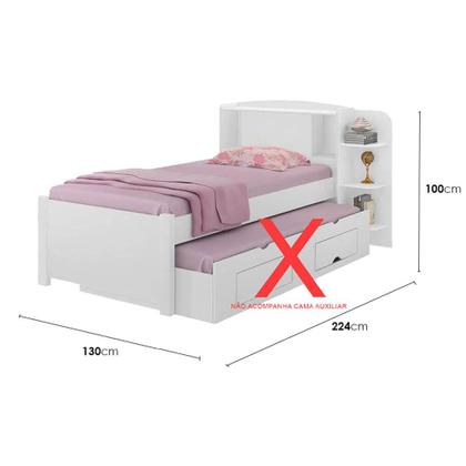 Imagem de Cama Milenio Solteiro 100 MDF Sem Cama Auxiliar Cor Branco 