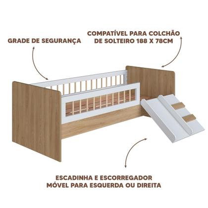 Imagem de Cama Monstessoriana Solteiro Aveiro Oak Branco Shop JM