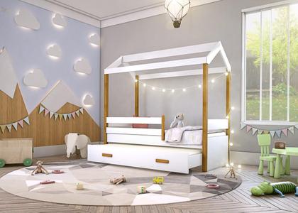 Imagem de Cama Montessori Cabana com Auxiliar e Cordão LED