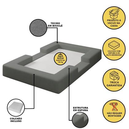 Imagem de Cama Montessoriana Berço Infantil 100% Espuma Balaqui Decor Cinza Claro