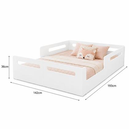 Imagem de Cama Montessoriana Casal Com Grade De Proteção Lateral Para Crianças E Quarto Infantil