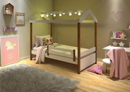 Imagem de Cama Montessoriana com LED Isa Branco e Mel