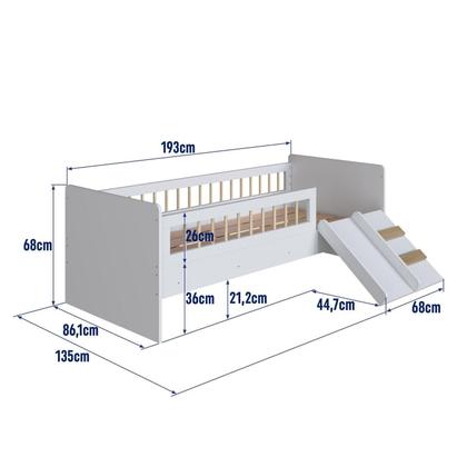 Imagem de Cama Montessoriana de Solteiro com Escada e Escorrega Affetto Branco