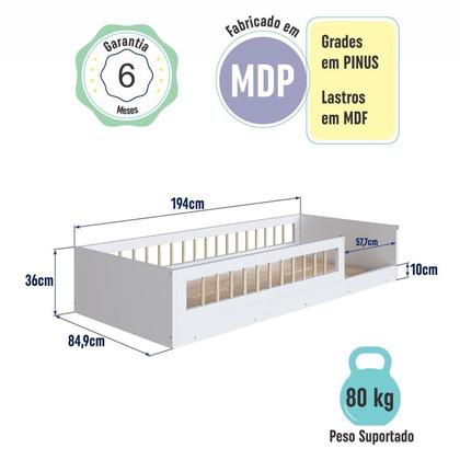 Imagem de Cama Montessoriana de Solteiro Linha Affetto Branco