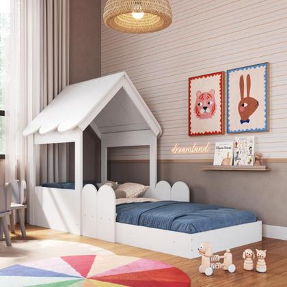 Imagem de Cama Montessoriana Infantil Casa Solteiro Branco - Completa Móveis