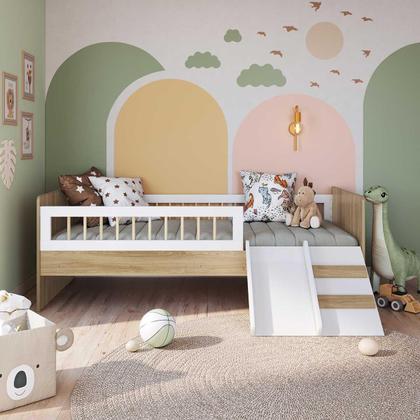 Imagem de Cama Montessoriana Infantil Com Escada e Escorregador 1,93 m