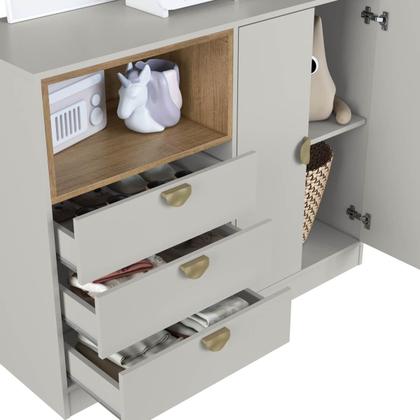 Imagem de Cama Montessoriana Infantil e Cômoda c/ 3 Gavetas e 2 Portas