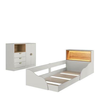 Imagem de Cama Montessoriana Infantil e Cômoda c/ 3 Gavetas e 2 Portas