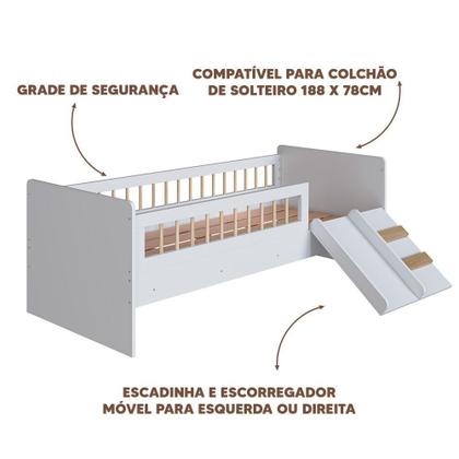 Imagem de Cama Montessoriana Infantil Grade De Proteção e Escorregador