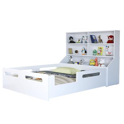 Imagem de Cama Montessoriana Infantil Padrão Casal Com Organizador De Brinquedos E Colchão