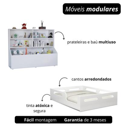 Imagem de Cama Montessoriana Infantil Padrão Casal Com Organizador De Brinquedos E Colchão