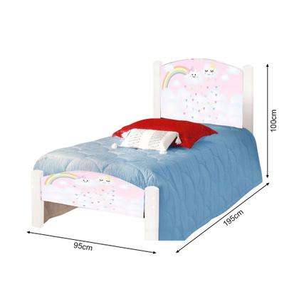 Imagem de Cama Montessoriana Infantil Solteiro Adesivada Nuvem Rosa