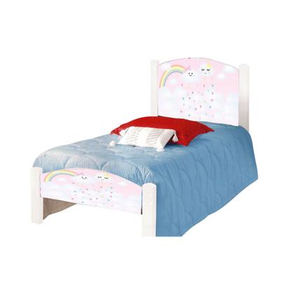 Imagem de Cama Montessoriana Infantil Solteiro Adesivada Nuvem Rosa
