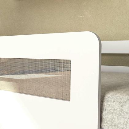 Imagem de Cama Montessoriana Infantil Space Casal com Rattan e Grade de Segurança em Mdp Casatema Branco