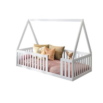 Imagem de Cama Montessoriana Solteiro com Grade e Telhado Giulia Casatema MadeiraOriginals Branco
