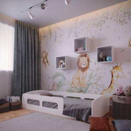 Imagem de Cama Montessoriana Solteiro Jardim com Protecao Branco