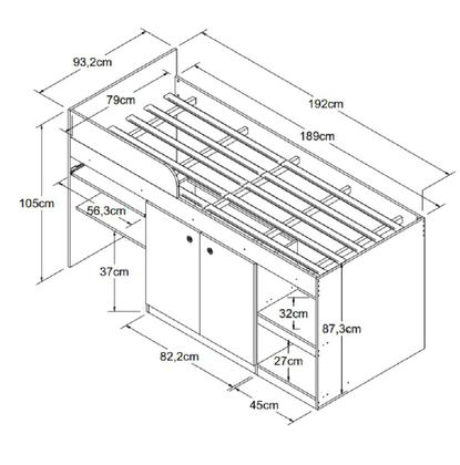 Imagem de Cama Multifuncional Com Escrivaninha 90 Juvenille Montana Art In Móveis