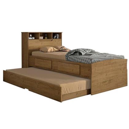 Imagem de Cama Multifuncional Juvenil Ravena c/ 2 Gavetas e Auxiliar Branco - Conquista