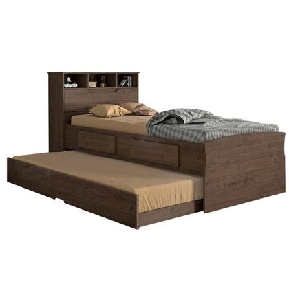 Imagem de Cama Multifuncional Juvenil Ravena c/ 2 Gavetas e Auxiliar Branco - Conquista