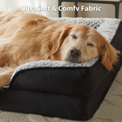 Imagem de Cama ortopédica LEXTRO para cães grandes, cama de espuma tipo caixa de ovo para cães grandes, com capa de almofada removível à prova dágua e base antiderrapante, cama para pets