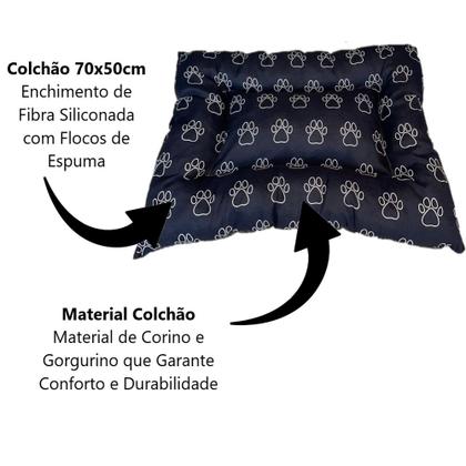 Imagem de Cama P/ Cães Preto Lavável + Casa N3 Vermelho + Brinquedos