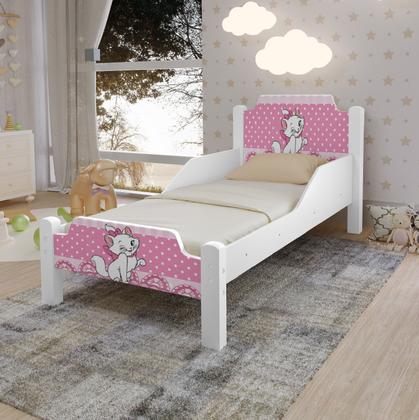 Cama para menina da Gatinha Marie com proteção lateral - PB Móveis Imagem de Cama para menina da Gatinha Marie com proteção lateral