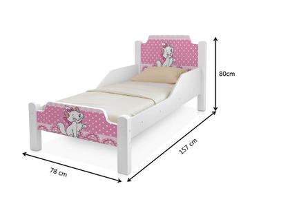 Cama para menina da Gatinha Marie com proteção lateral - PB Móveis Imagem de Cama para menina da Gatinha Marie com proteção lateral