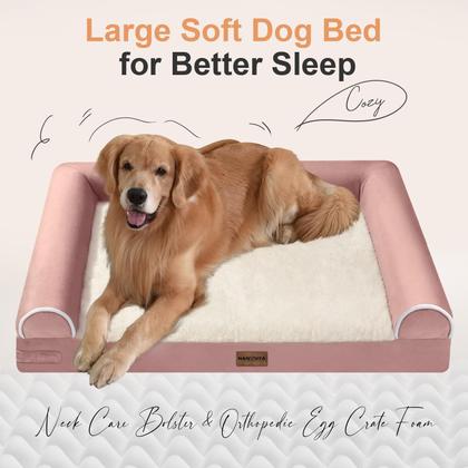 Imagem de Cama para Perro Grande NANUYA Ortopédica con Espuma de Memoria Impermeable Rosa