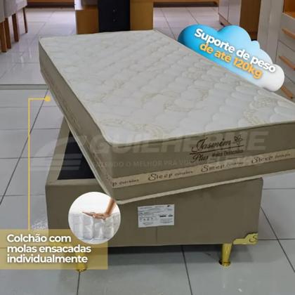 Imagem de Cama Para Solteiro Conjunto box 188x88 Base + Colchão separados de Molas ensacadas - Sleep Colchão