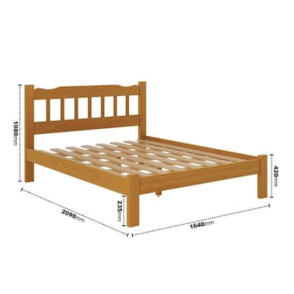 Imagem de Cama Perola Queen 160 Madeira Maciça Reforçada Mel Nemargi