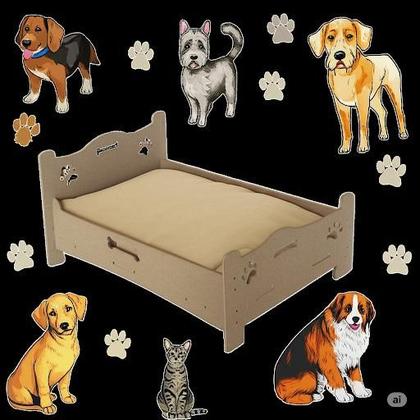 Imagem de Cama Pet Chic Cão / Gato em MDF Com Almofada Suede Mascavo
